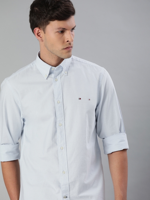 

Tommy Hilfiger Men Blue Regular Fit Solid Organic Cotton Casual Shirt