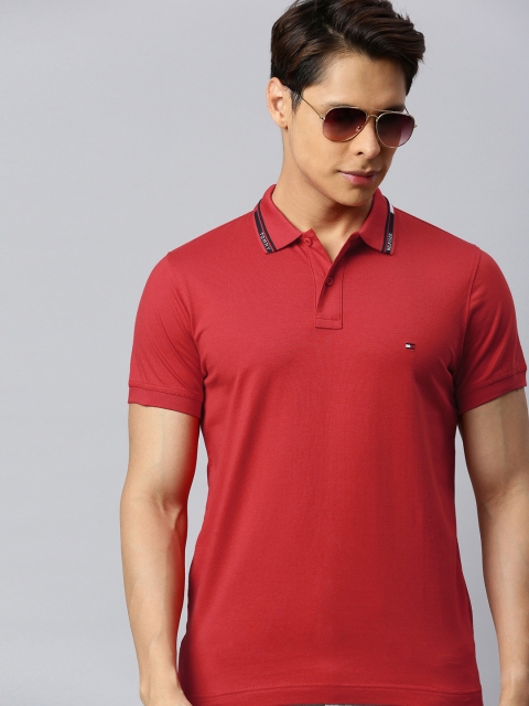 

Tommy Hilfiger Men Red Solid Polo Collar T-shirt