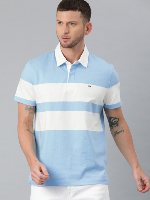 

Tommy Hilfiger Men Blue & White Colourblocked Round Neck T-shirt