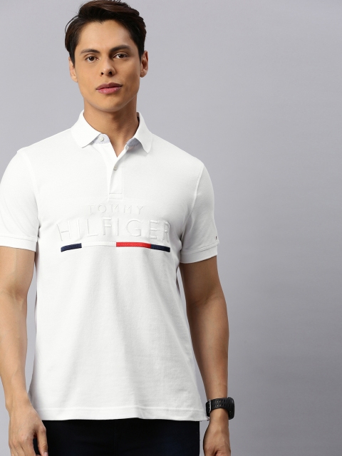

Tommy Hilfiger Men White Embroidered Polo Collar T-shirt