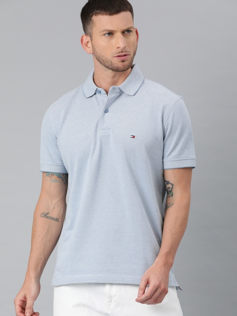 

Tommy Hilfiger Men Blue Solid Polo Collar T-shirt