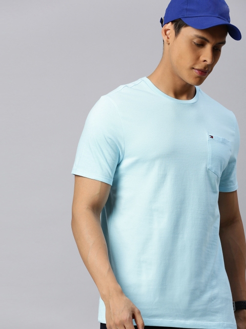 

Tommy Hilfiger Men Blue Pure Cotton Solid Round Neck T-shirt