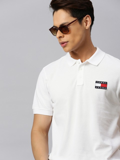 

Tommy Hilfiger Men White Solid Polo Collar T-shirt