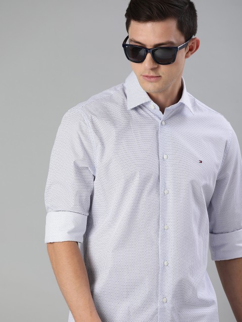 

Tommy Hilfiger Men Blue Tailored Regular Fit Printed Pure Cotton Casual Shirt