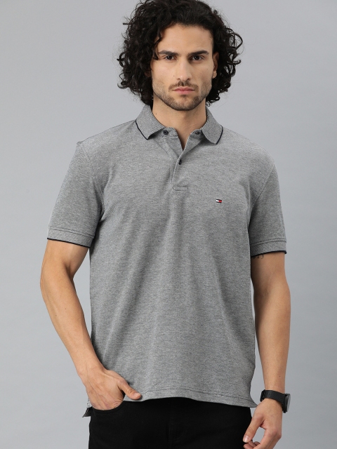 

Tommy Hilfiger Men Grey Solid Polo Collar T-shirt
