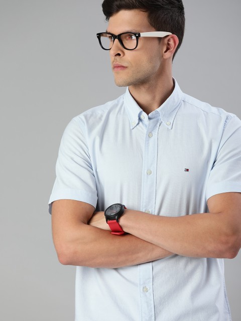 

Tommy Hilfiger Men Blue Regular Fit Solid Organic Cotton Casual Shirt