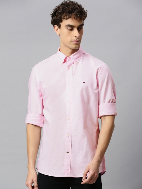 

Tommy Hilfiger Men Pink Regular Fit Solid Organic Cotton Casual Shirt