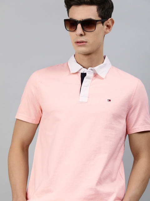 

Tommy Hilfiger Men Pink Solid Contrast Polo Collar T-shirt