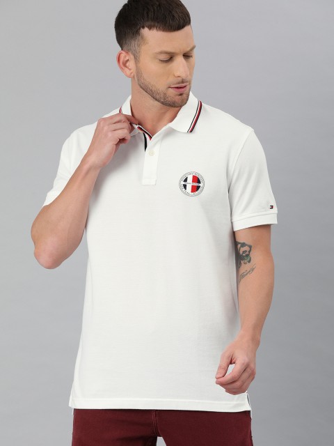 

Tommy Hilfiger Men White Solid Polo Collar T-shirt