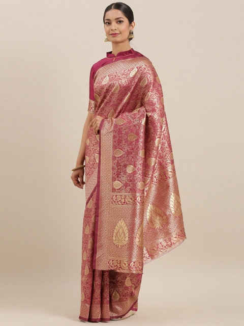 

Mitera Purple Silk Blend Woven Design Banarasi Saree