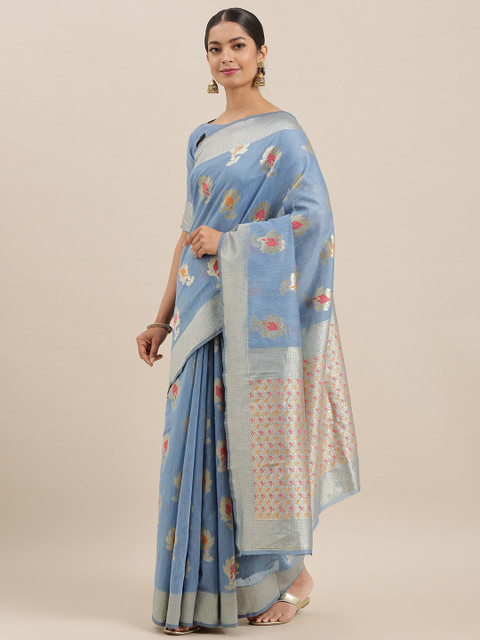 

Mitera Blue Woven Design Banarasi Saree