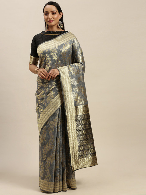 

Mitera Gold-Toned Silk Blend Woven Design Banarasi Saree