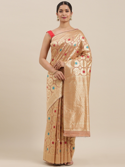 

Mitera Brown Silk Blend Woven Design Banarasi Saree