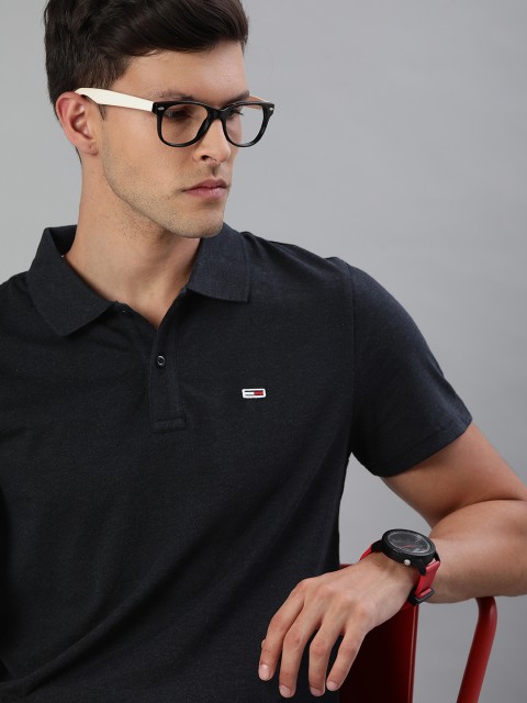 

Tommy Hilfiger Men Navy Blue Solid TJM ESSENTIAL JERSEY Polo Collar T-shirt