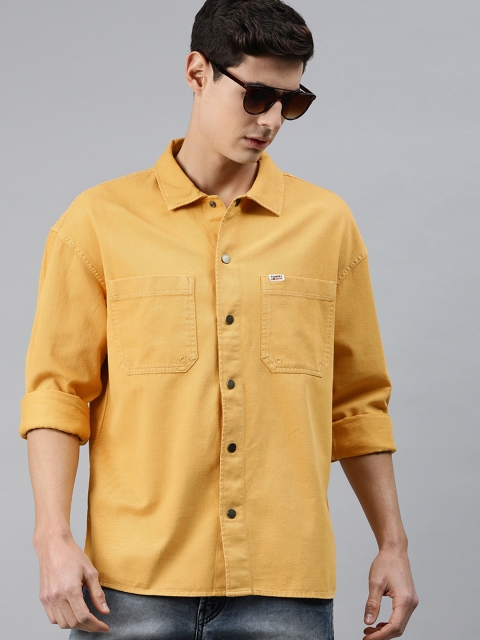 

Tommy Hilfiger Men Mustard Yellow Relaxed Fit Solid Organic Cotton Casual Shirt