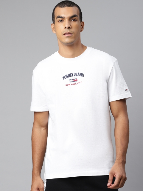 

Tommy Hilfiger Men White Printed TJM TIMELESS SCRIPT Pure Cotton T-shirt