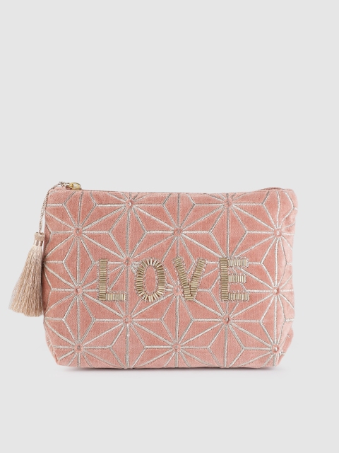 

Accessorize Nude Pink Embroidered Beaded Clutch