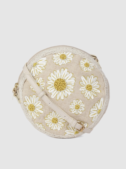 

Accessorize Beige Embroidered Beaded Sling Bag