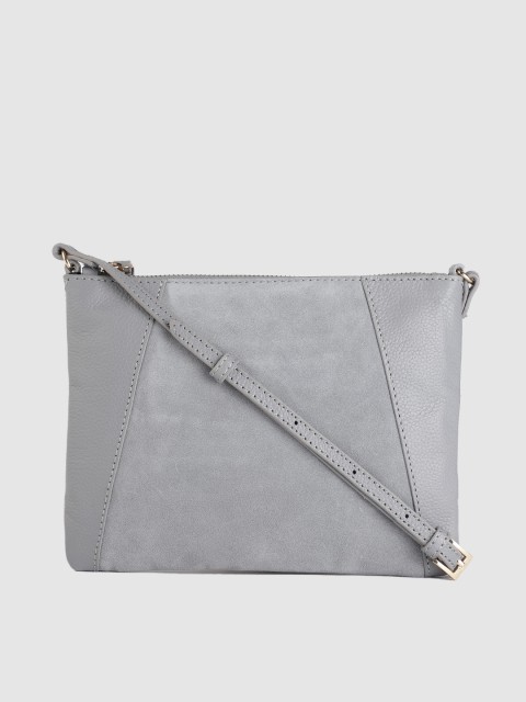 

Accessorize Grey Solid Leather Sling Bag