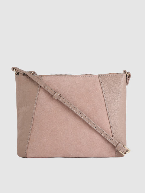 

Accessorize Nude Pink Solid Leather Sling Bag