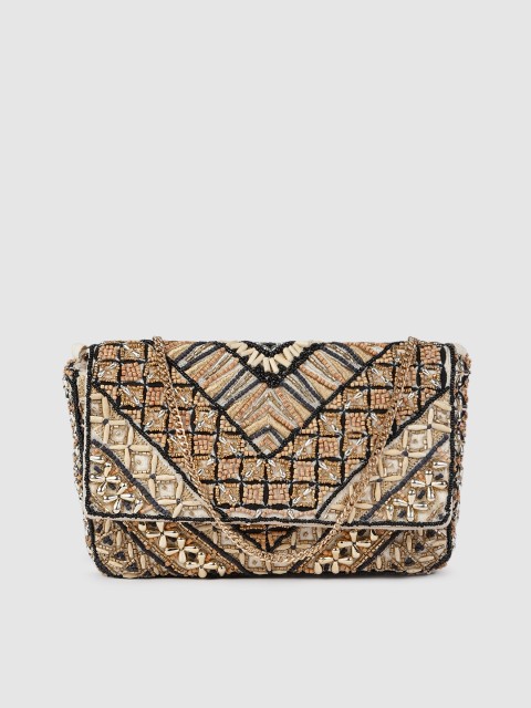 

Accessorize Beige Embellished Aztec Beaded Clutch