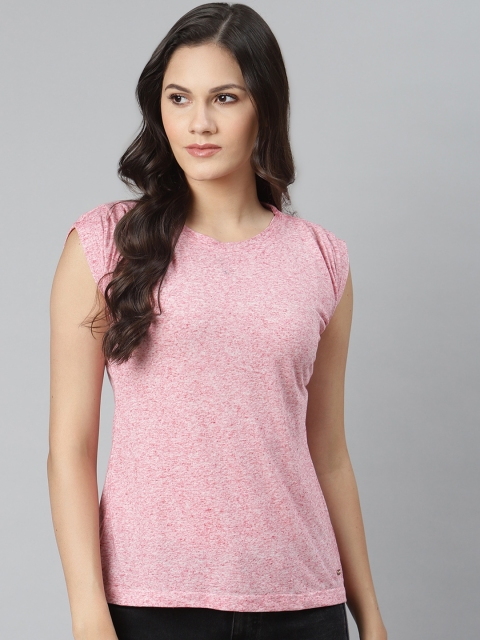 

Park Avenue Women Pink Self-Design Round Neck T-shirt