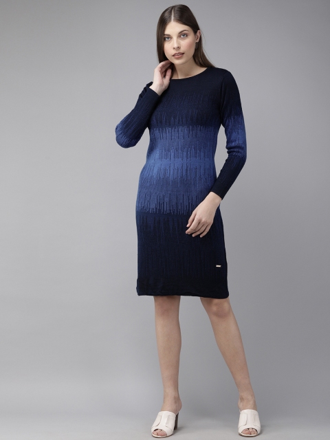 

Park Avenue Women Navy Blue Colourblocked Sweater Dress