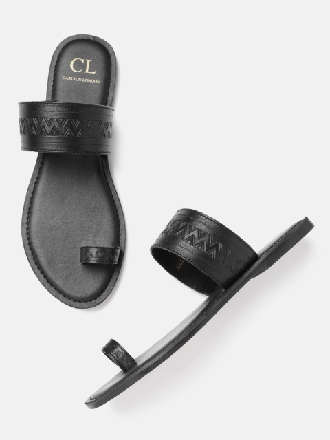 

Carlton London Women Black Chevron Textured One Toe Flats