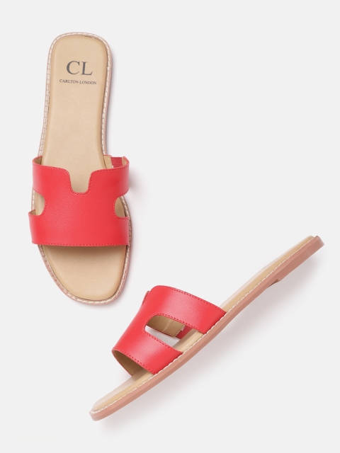 

Carlton London Women Red Solid Open Toe Flats with Cut-Out Detail