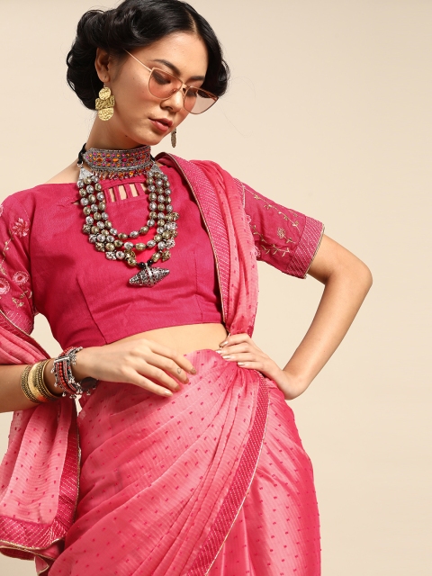 

SHAVYA Pink Woven Design Saree