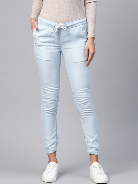 

Park Avenue Women Blue Mid-Rise Clean Look Stretchable Denim Joggers
