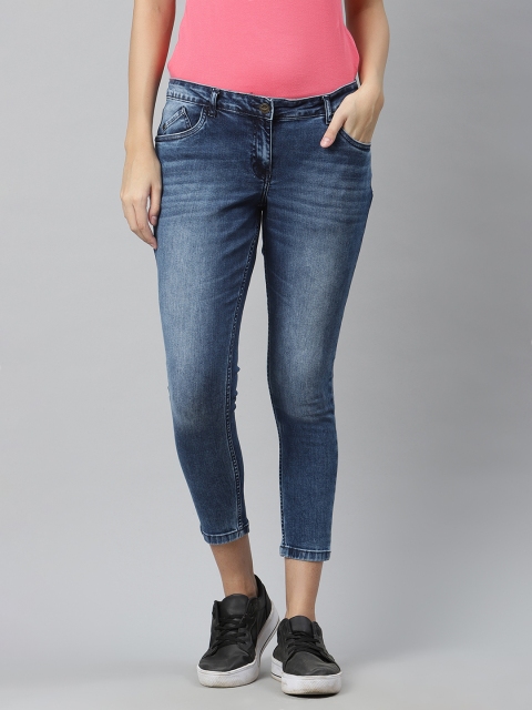 

Park Avenue Women Blue Super Skinny Fit Mid-Rise Clean Look Cropped Jeans