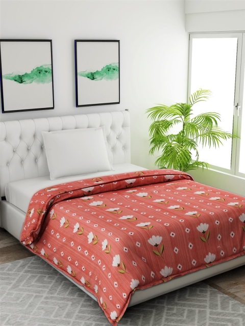 

Salona Bichona Pink & White Floral AC Room 120 GSM Single Bed Comforter