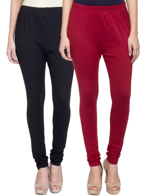 

Laabha Pack of 2 Cotton Stretch Churidar Leggings, Black