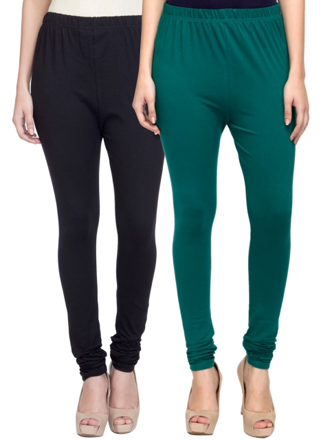 

Laabha Pack of 2 Cotton Stretch Churidar Leggings, Black
