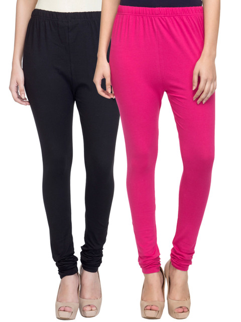 

Laabha Pack of 2 Cotton Stretch Churidar Leggings, Black