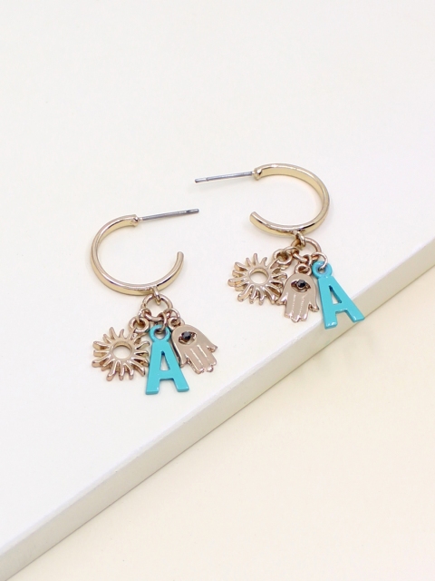 

Runway Ritual Turquoise Blue & Gold-Plated Contemporary Drop Earrings