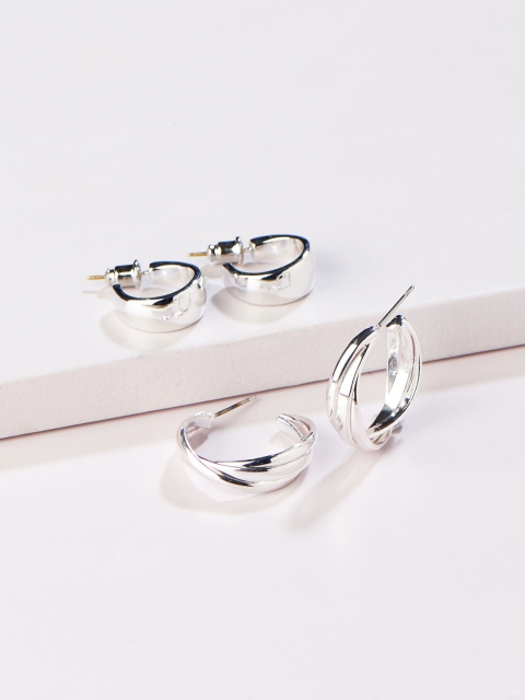 

Runway Ritual Silver Set of 2 Circular Hoop Earrings
