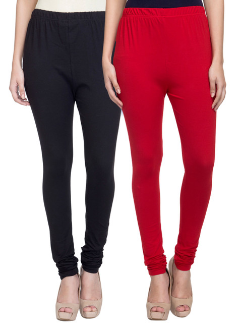 

Laabha Pack of 2 Cotton Stretch Churidar Leggings, Black