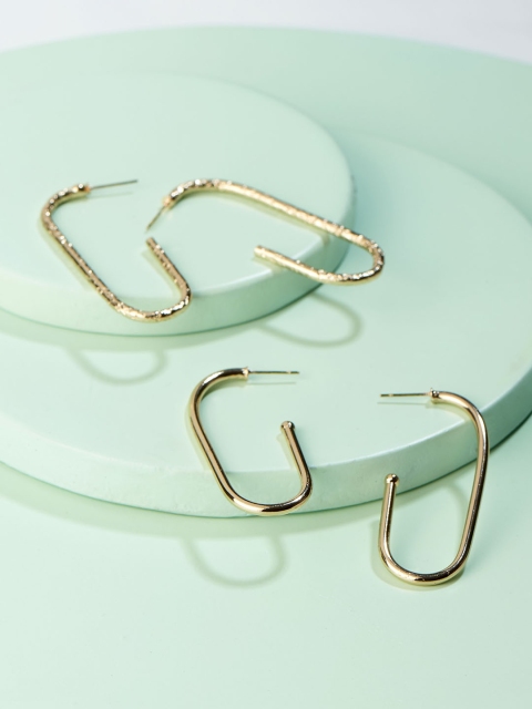 

Runway Ritual Gold Set of 2 Geometric Half Hoop Earrings