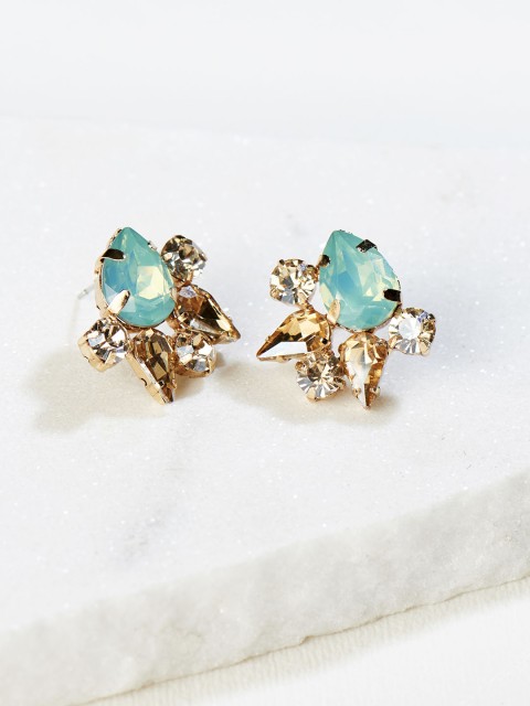 

Runway Ritual Green & Gold-Plated Contemporary Studs