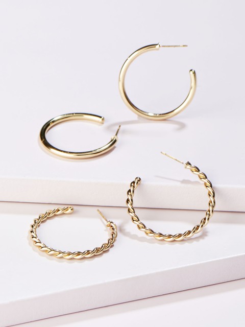 

Runway Ritual Gold-Toned Contemporary Half Hoop Earrings