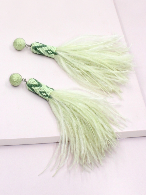 

Runway Ritual Silver-Plated & Green Contemporary Drop Earrings