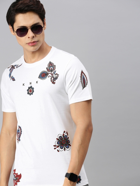 

Kook N Keech Men White Kalamkari Printed Pure Cotton T-shirt