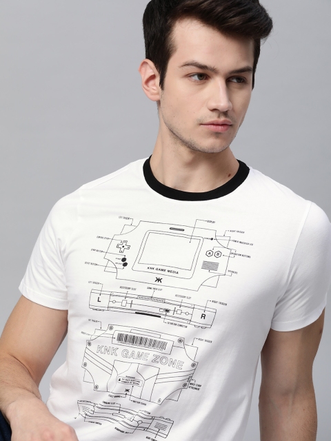 

Kook N Keech Men White Graphic Printed Pure Cotton T-shirt