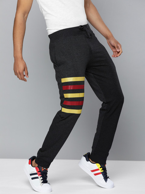 

Kook N Keech Men Grey Melange Striped Straight Fit Joggers