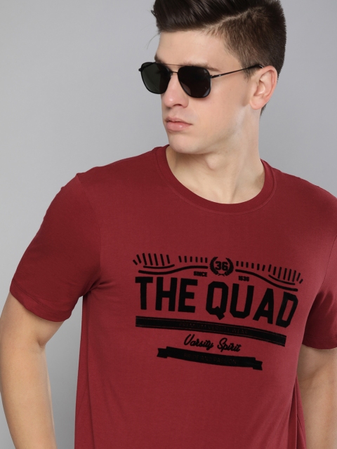 

Harvard Men Maroon & Black Typography Print Cotton T-shirt