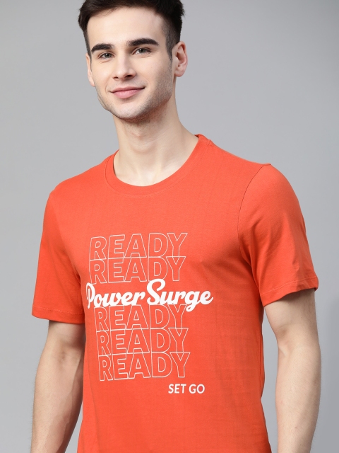 

Harvard Men Orange White Typography Printed Pure Cotton T-shirt