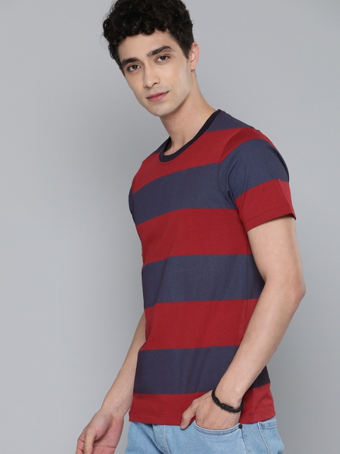

Harvard Men Maroon & Navy Blue Striped T-shirt