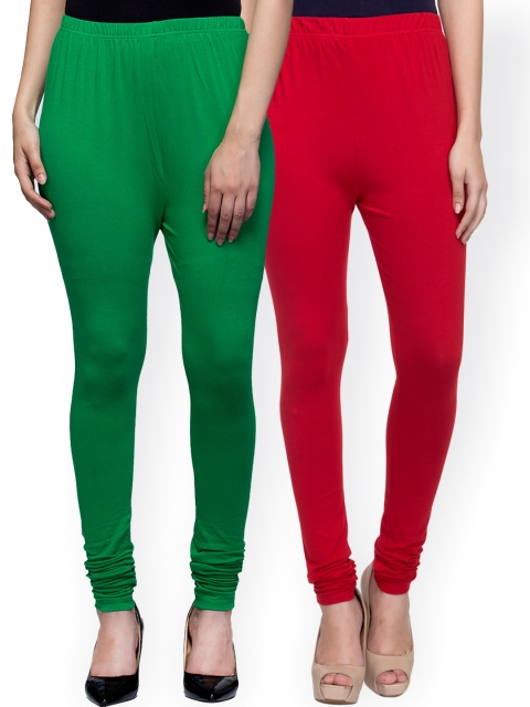 

Laabha Pack of 2 Churidar Leggings, Green